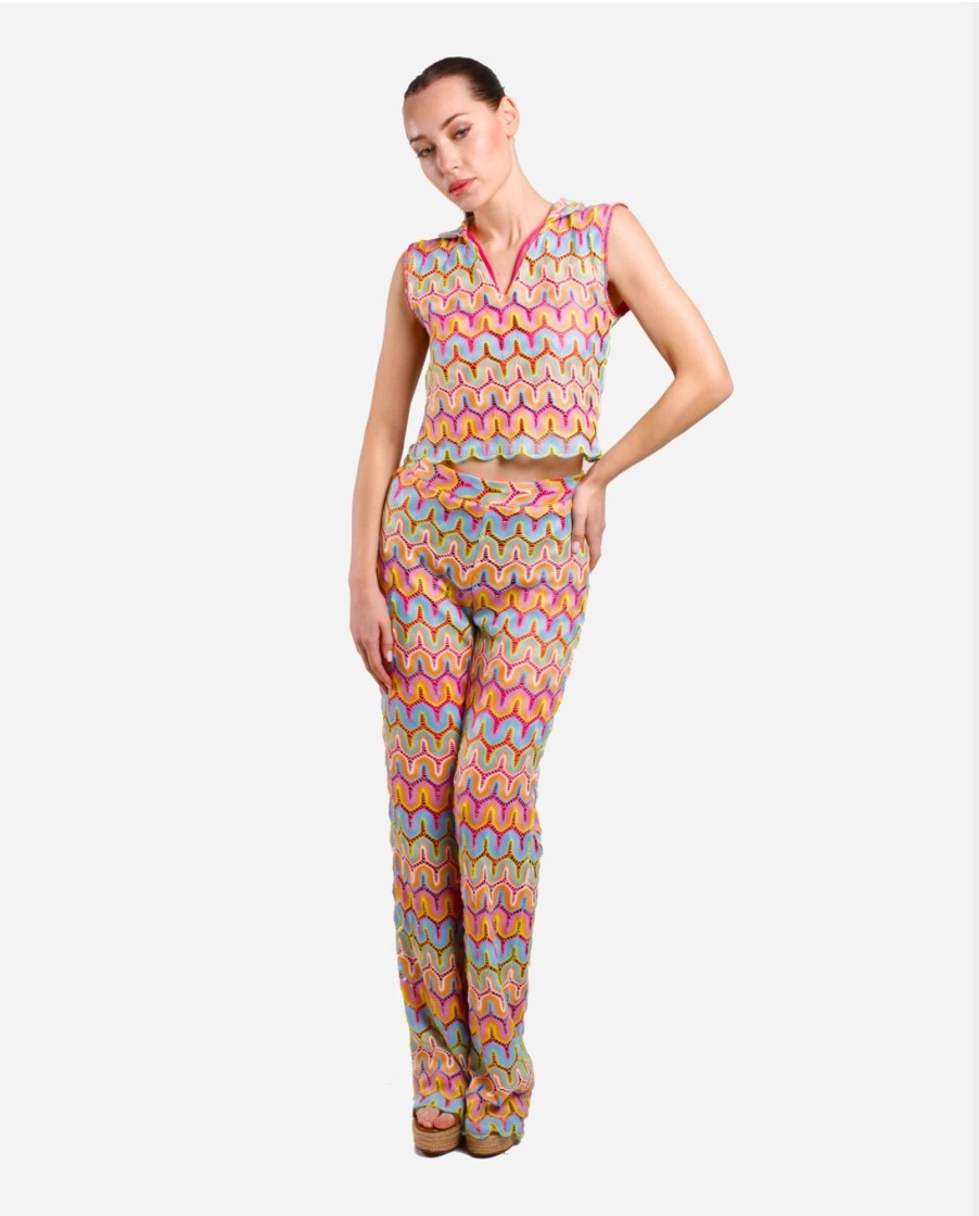 Cuple Pantalon Campana Crochet Multicolor Clearance