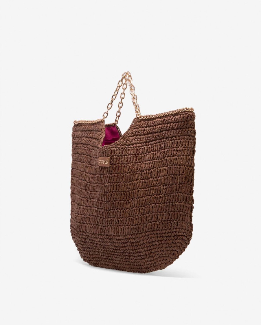 Cuple Bolso Capazo Rafia Marron New