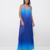 Cuple Vestido Largo Tirantes Bambula Azul New