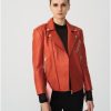 Cuple Chaqueta Motera Napa Naranja New