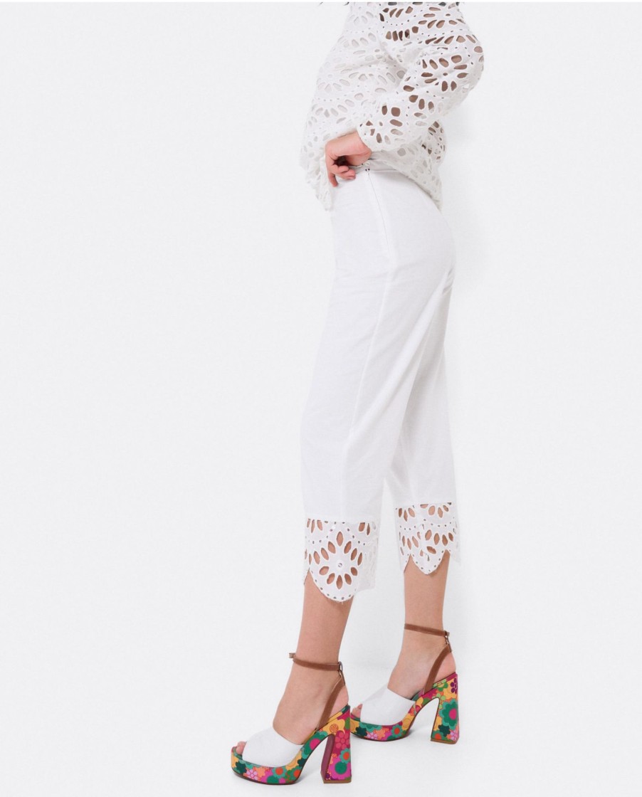 Cuple Pantalon Bajo Guipur Algodon Blanco Online