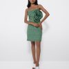 Cuple Mini Vestido Flor Crep Leopardo Verde Wholesale