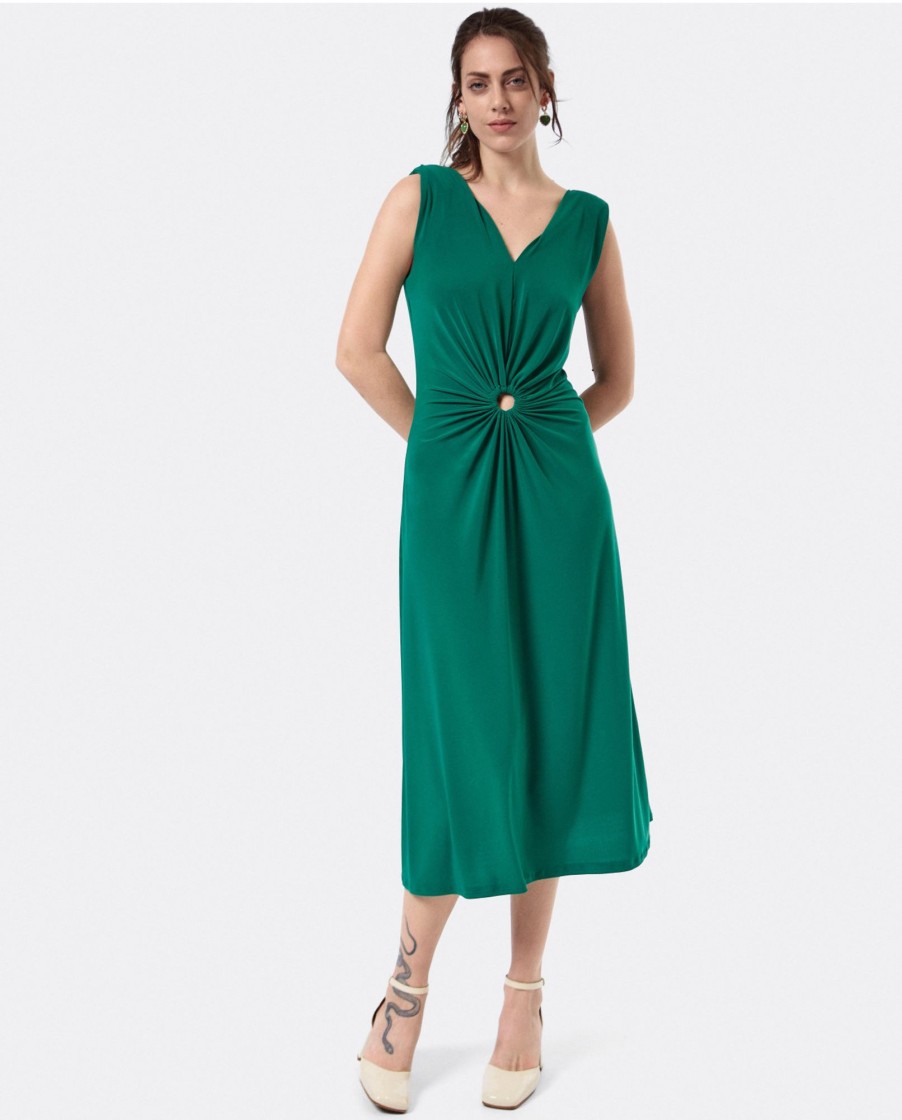 Cuple Vestido Aro Cintura Punto Verde New