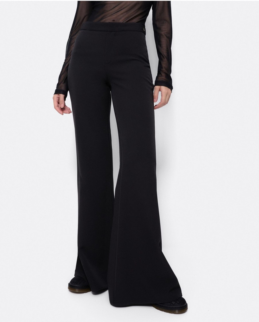 Cuple Pantalon Campana Doble Tela Negro Wholesale