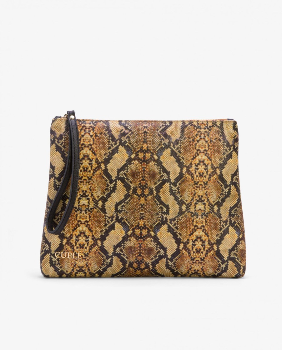 Cuple Cartera Mano Mediana Serpiente Mostaza Online