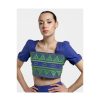 Cuple Crop Top Manga Algodon Azul Online