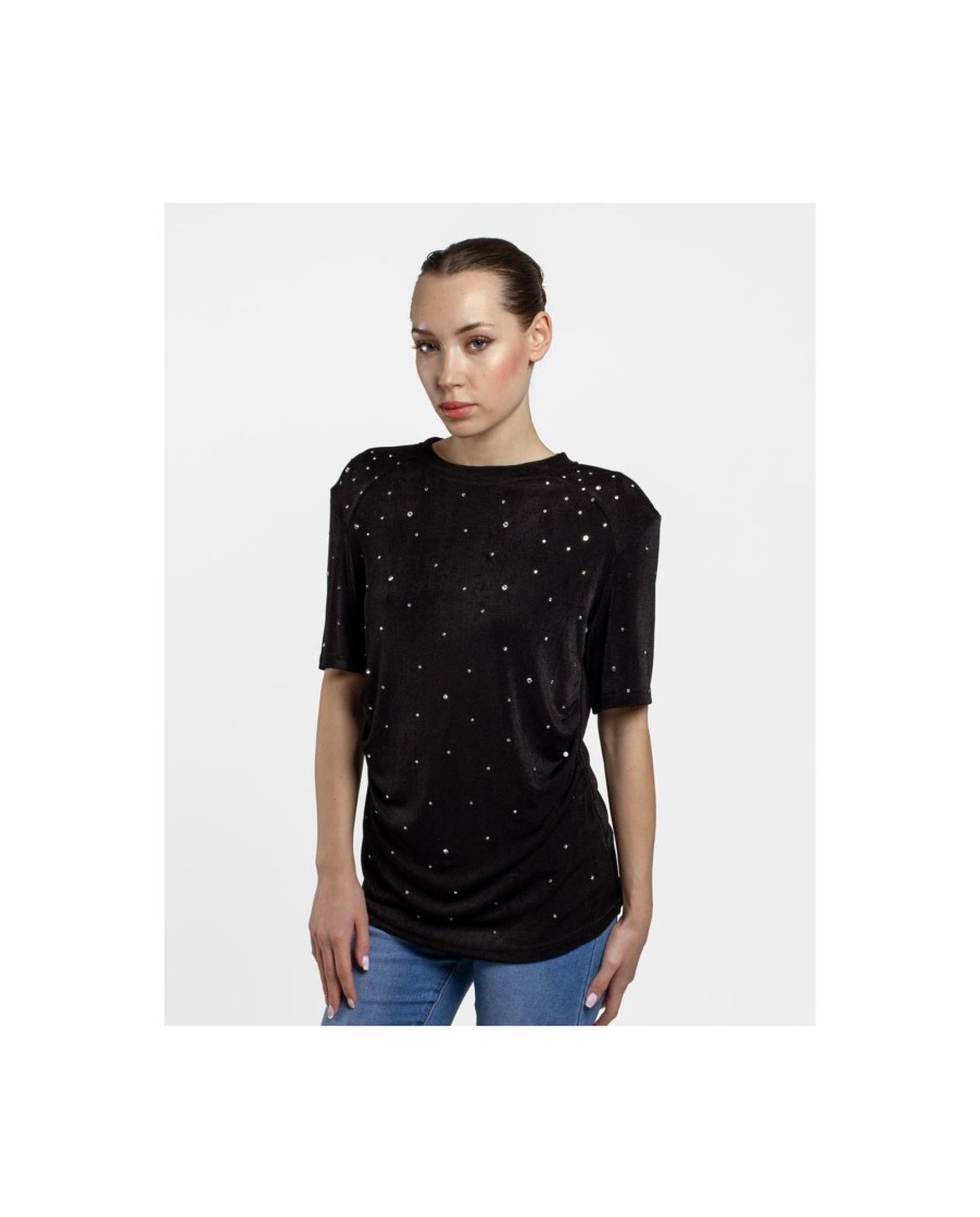 Cuple Camiseta Strass Punto Negro Clearance