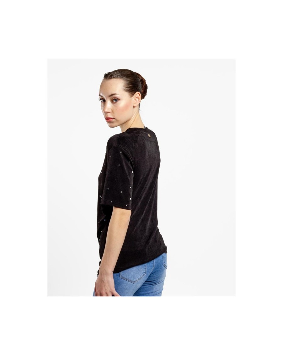 Cuple Camiseta Strass Punto Negro Clearance