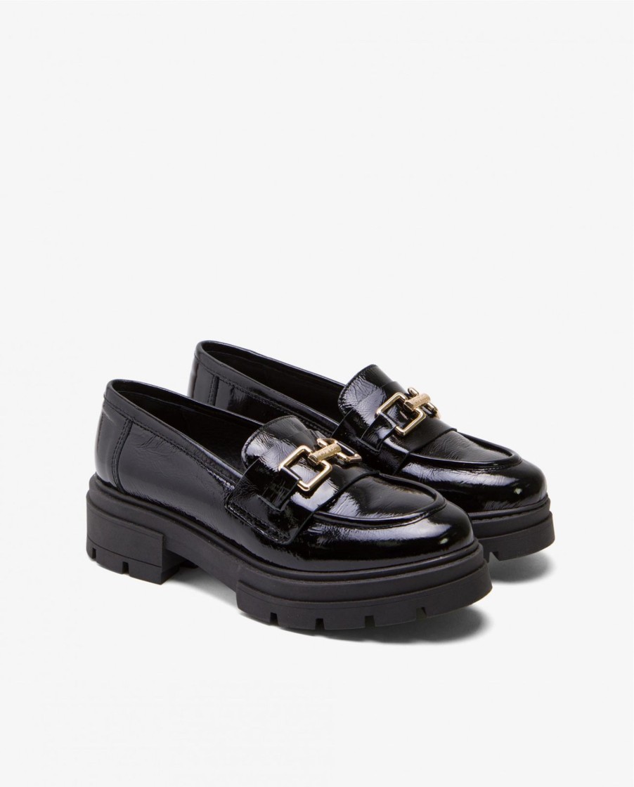 Cuple Mocasin Trabilla Charol Piel Negro Online