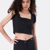 Cuple Crop Top Volante Neopreno Negro New