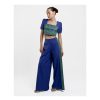 Cuple Pantalon Palazzo Algodon Azul Online