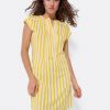 Cuple Vestido Mini Boho Viscosa Amarillo Clearance