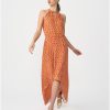 Cuple Vestido Asimetrico Cola Punto Geometrico Naranja Clearance