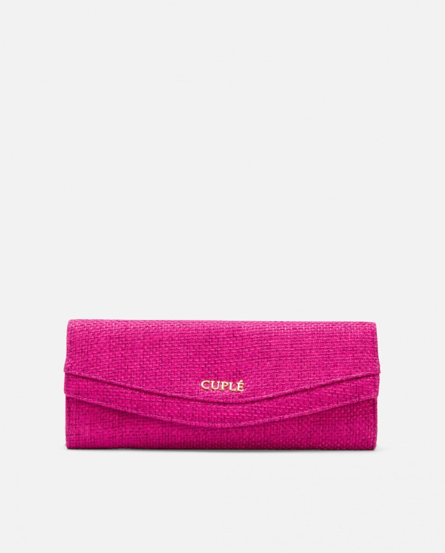 Cuple Cartera Mano Solapa Textil Fucsia Clearance