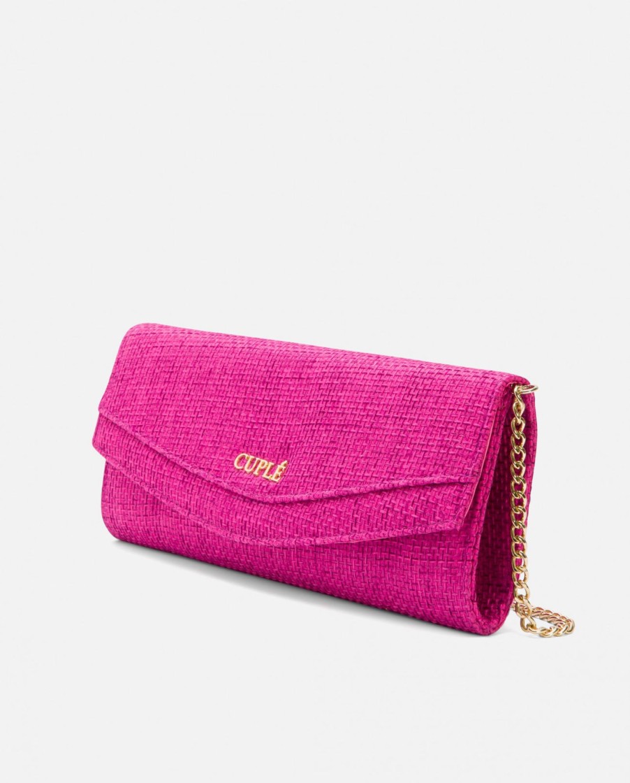 Cuple Cartera Mano Solapa Textil Fucsia Clearance