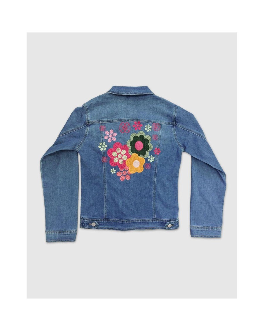 Cuple Chaqueta Flores Denim Azul Online