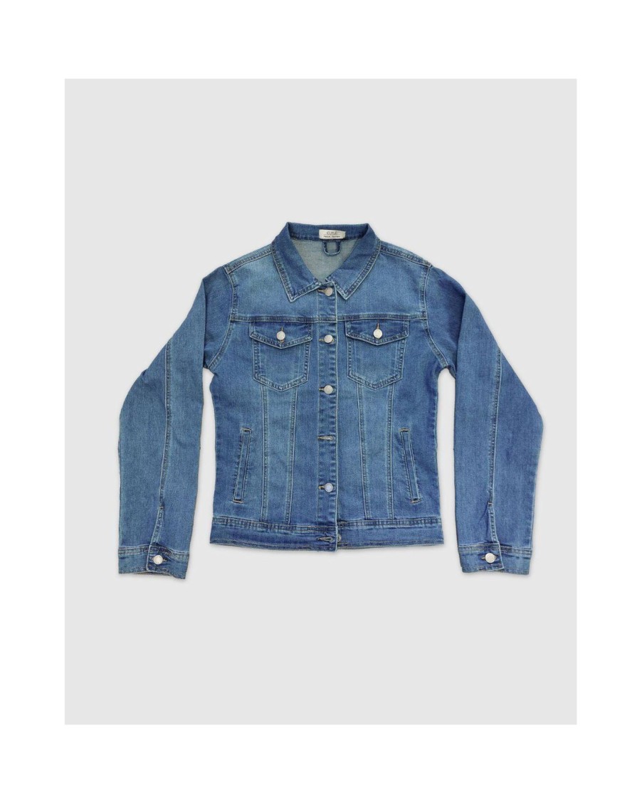 Cuple Chaqueta Flores Denim Azul Online