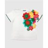 Cuple Camiseta Flor Multicolor Algodon Blanco Best