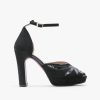 Cuple Pala Talon Peep Toe Ultrasuede Negro Hot