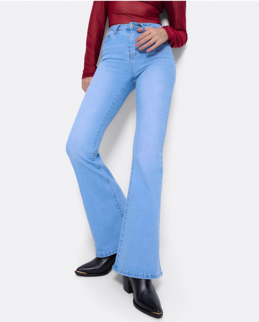 Cuple Pantalon Vaquero Con Campana Vaquero Azul Clearance